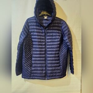 Duluth Peryex Down Navy/ Purple  Puffer Jacket with Hood